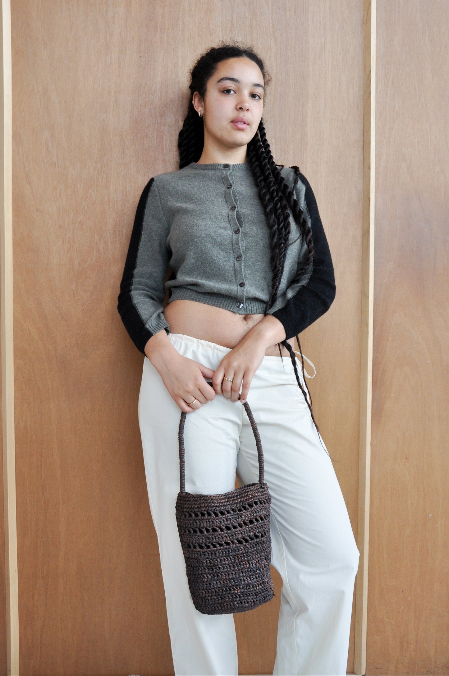 Bucket-Net With Handle in Mid Brown