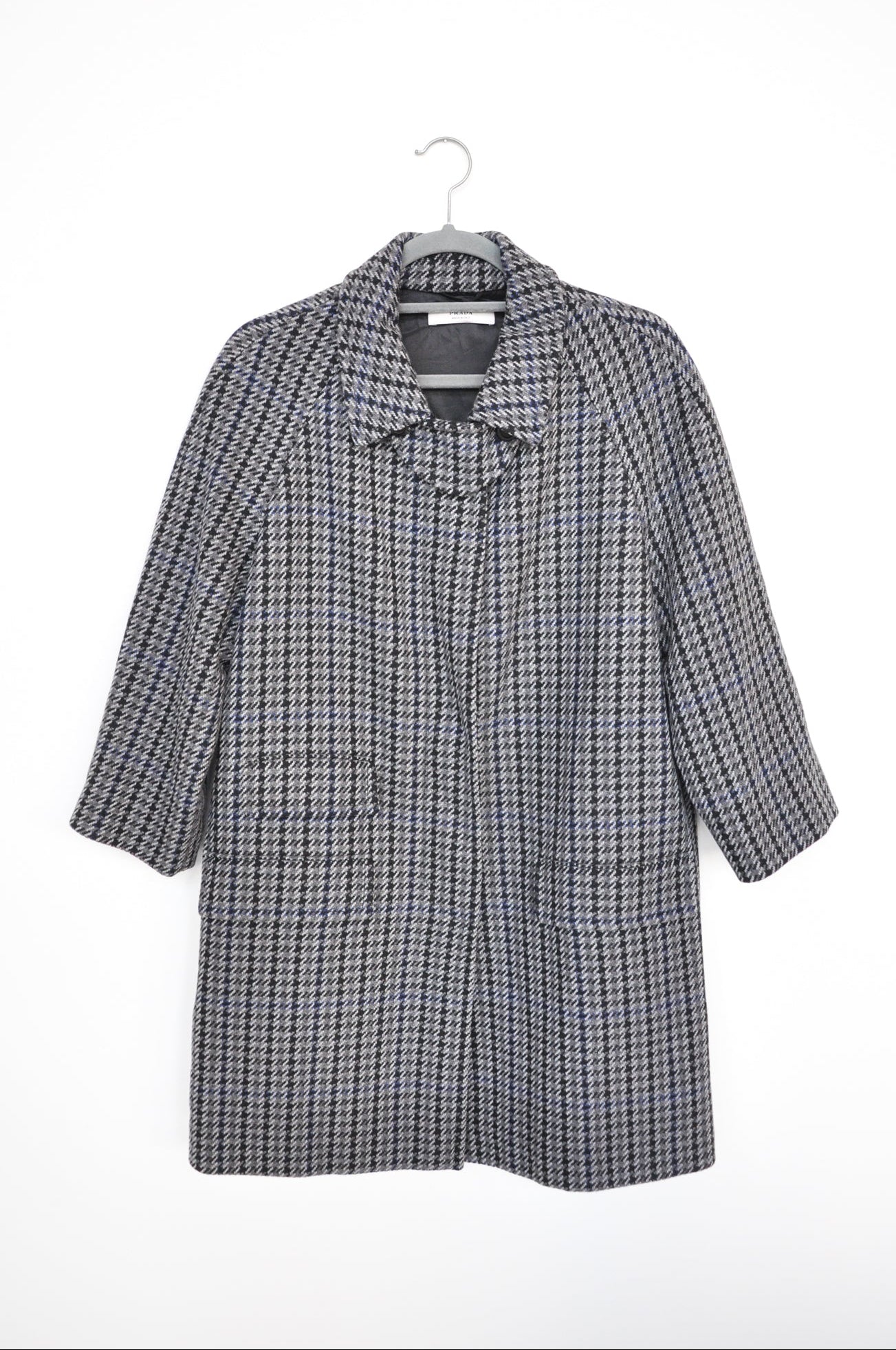 Prada Houndstooth Coat - ash grey/blue/black