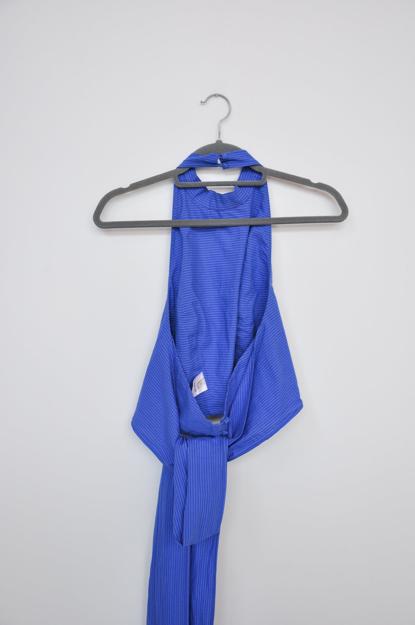 Penny Sage Halter Top - blue stripe