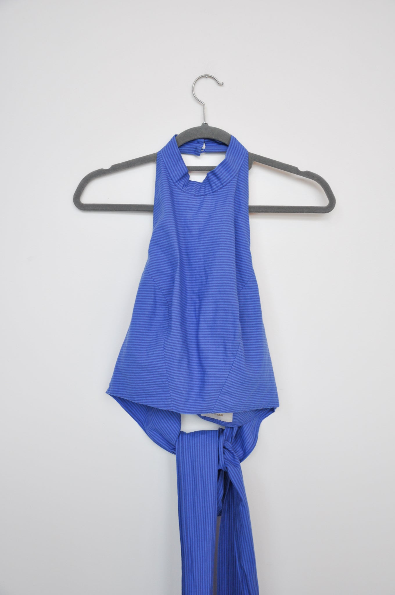 Penny Sage Halter Top - blue stripe