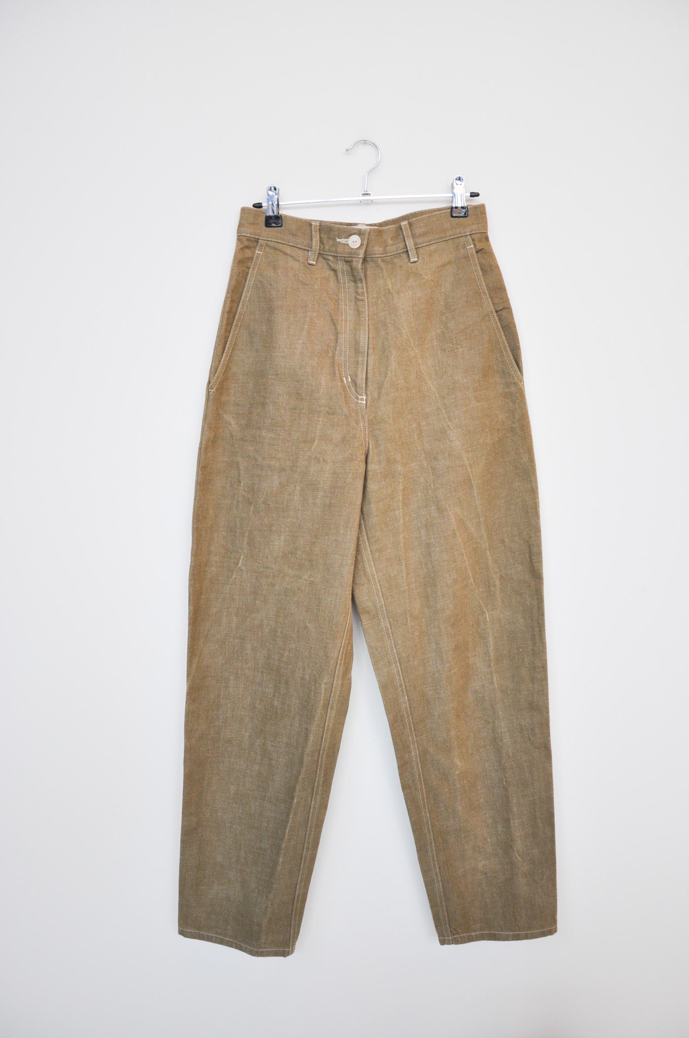 Penny Sage Barrel Leg Trousers - Green Denim