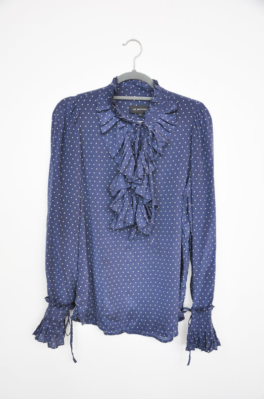Lee Mathews Polka Dot Blouse - blue/white