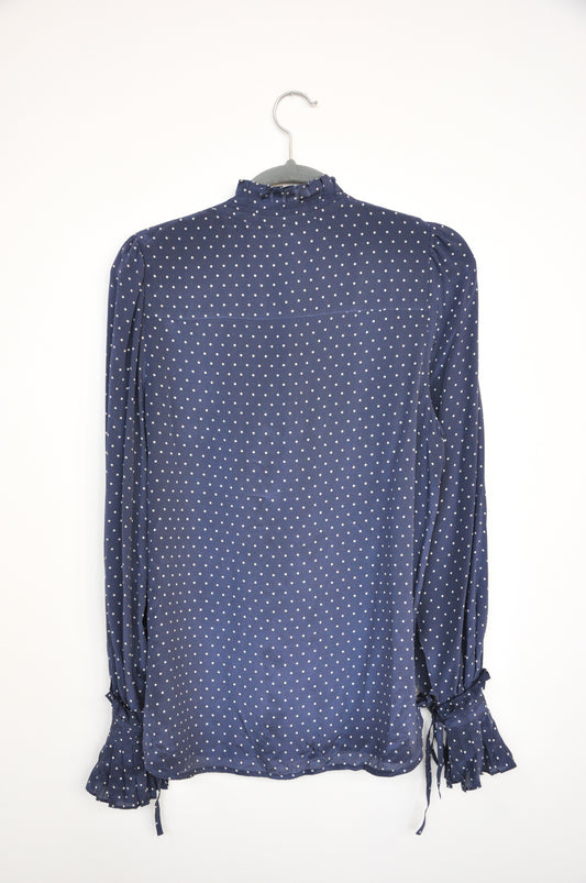 Lee Mathews Polka Dot Blouse - blue/white