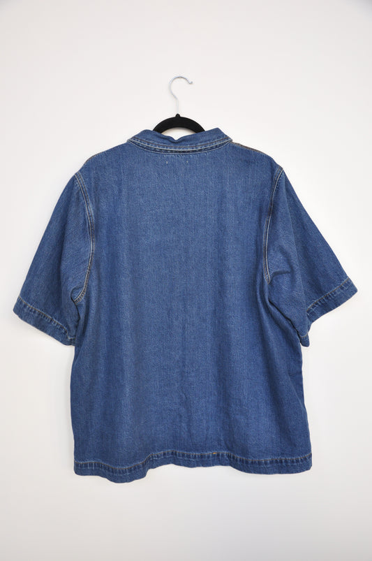 Marle Short Sleeve Denim Shirt - blue