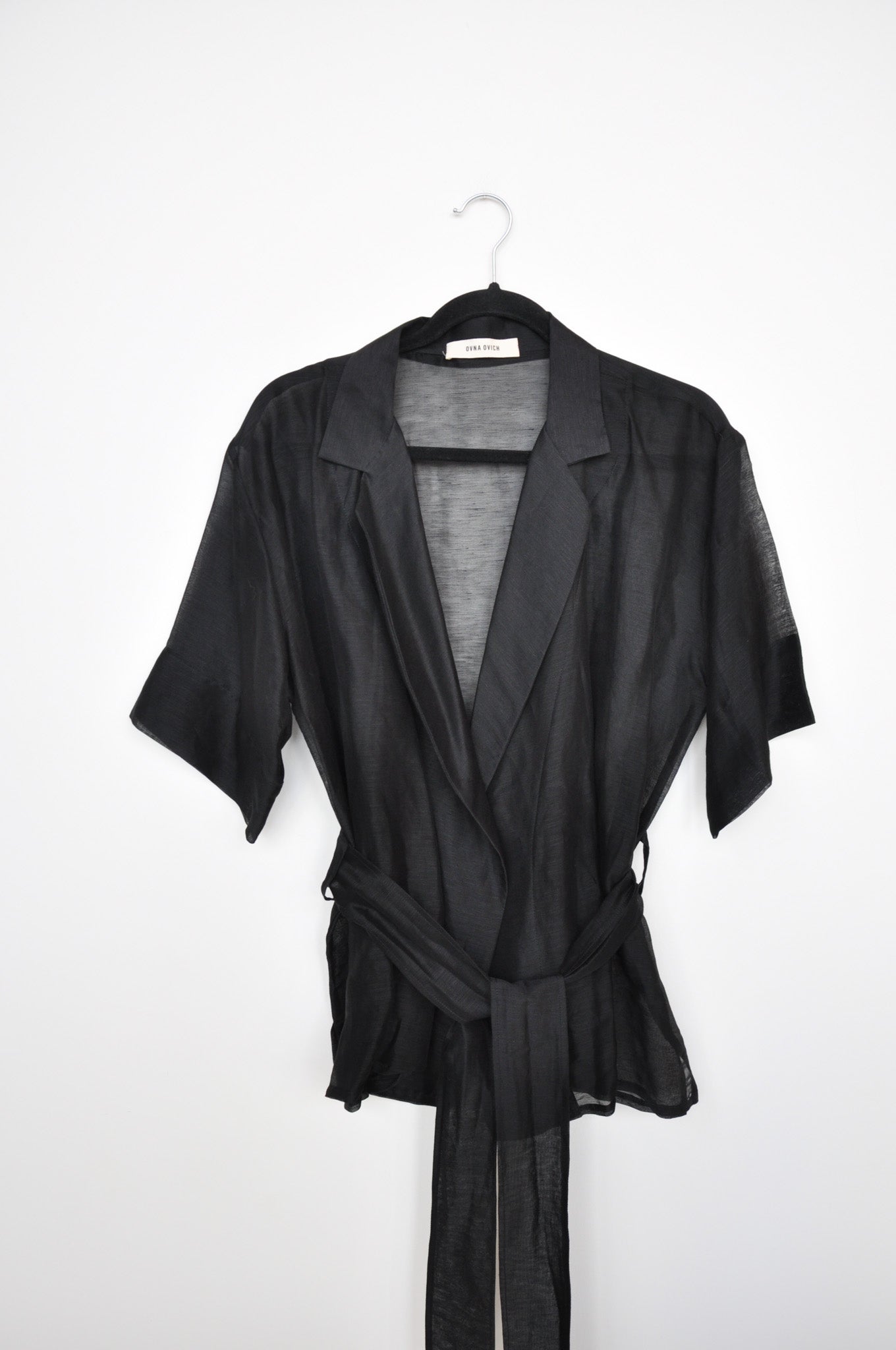 Ovna Ovich Wrap Blouse - Black Semi-Sheer