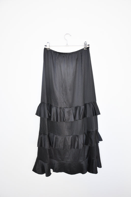Ovna Ovich Tiered Silk Skirt - black