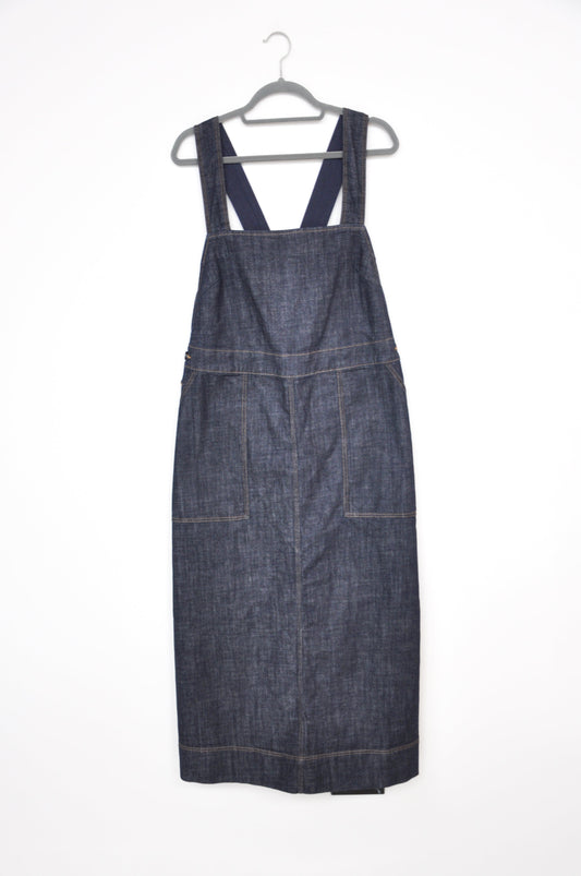 Toast Patch Pocket Denim Dungaree Dress - navy