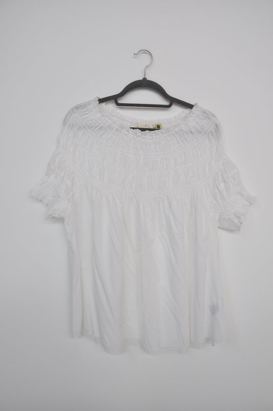 Karen Walker Smocked Blouse - white