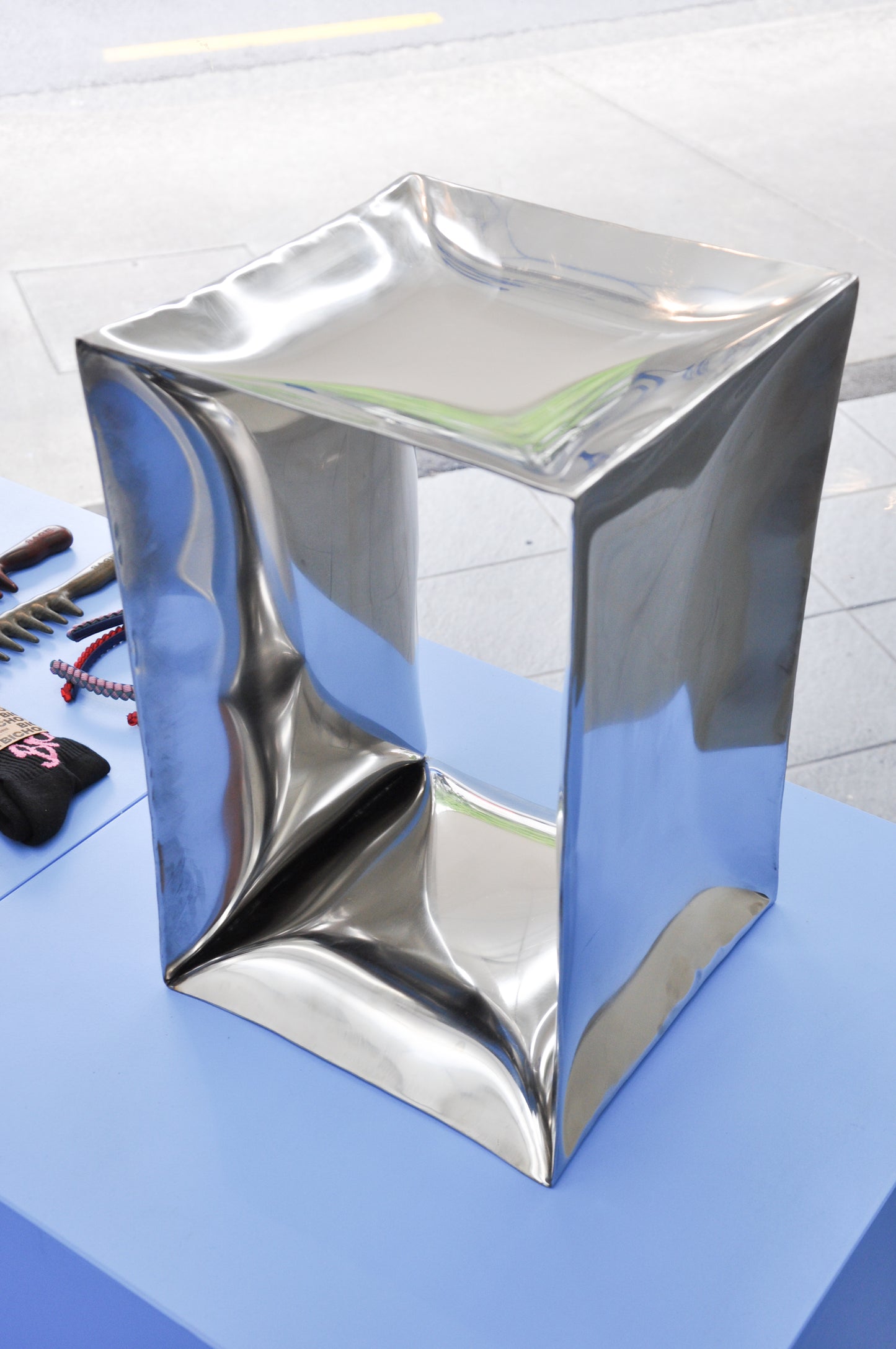 Polished Stainless Steel Hydroform Stool