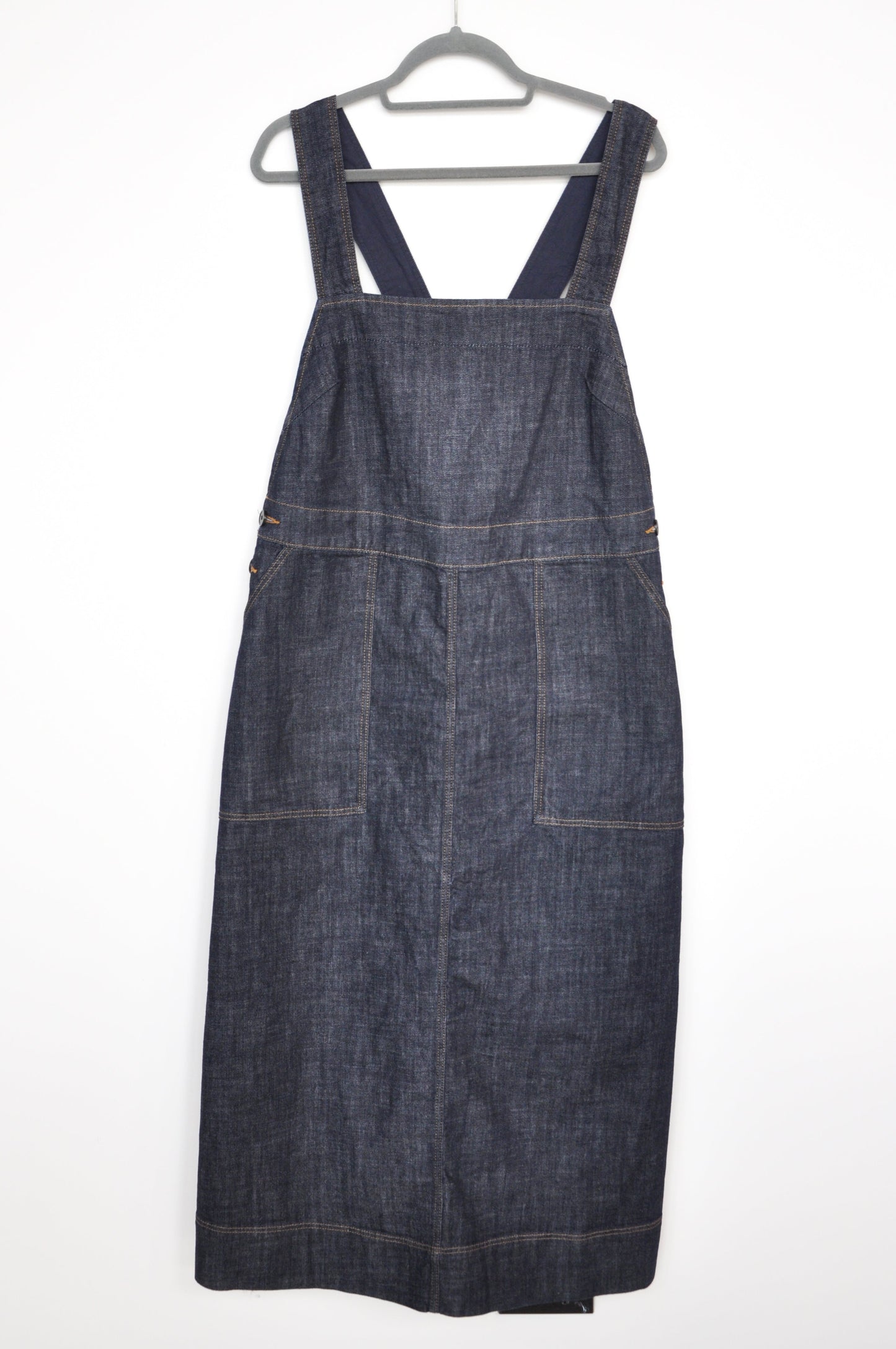Toast Patch Pocket Denim Dungaree Dress - navy