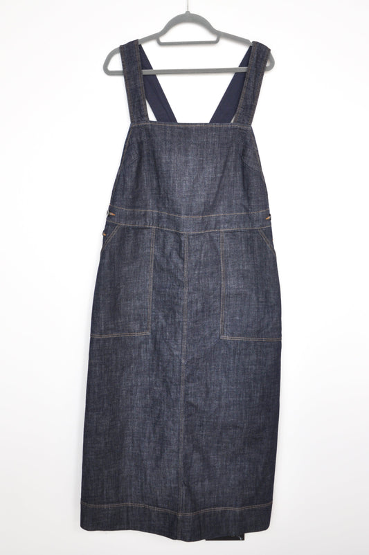 Toast Patch Pocket Denim Dungaree Dress - navy