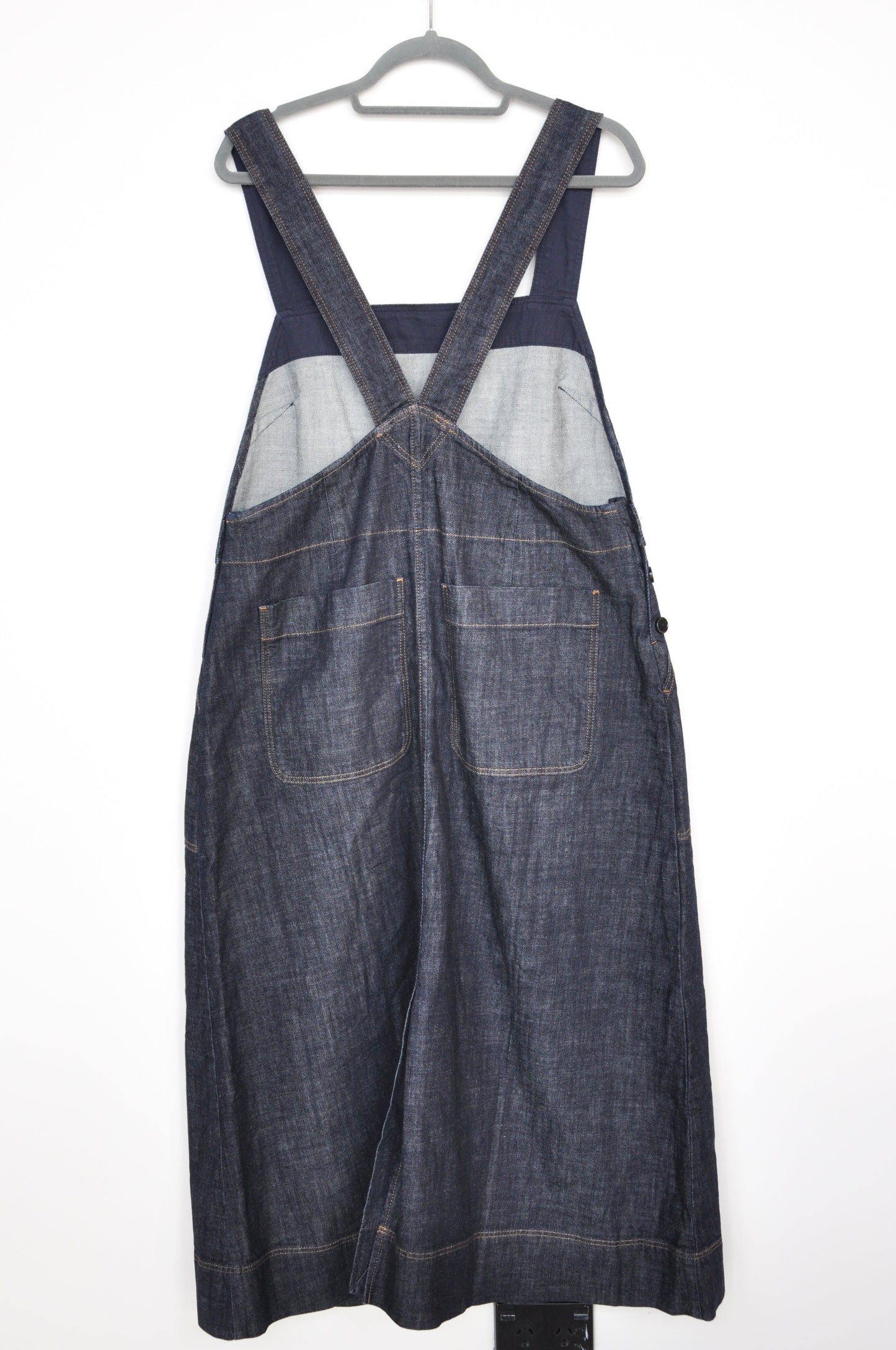 Toast Patch Pocket Denim Dungaree Dress - navy
