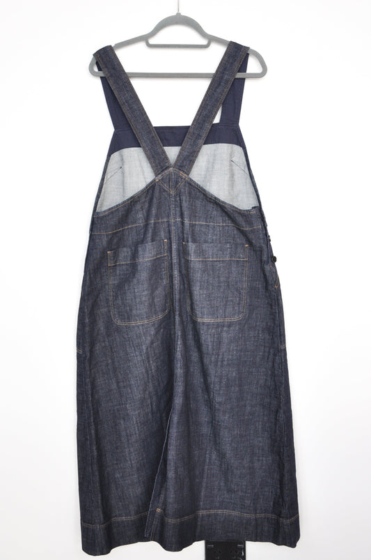 Toast Patch Pocket Denim Dungaree Dress - navy