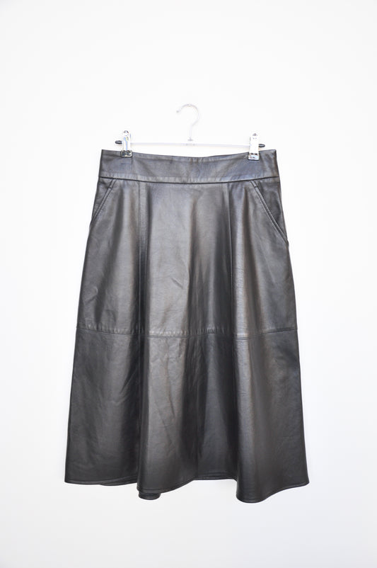 Nili Lotan Leather  Skirt - black