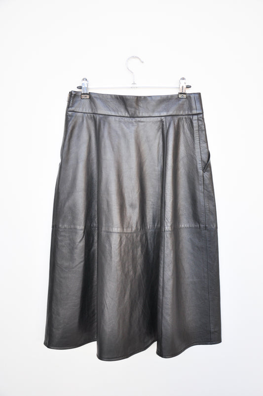 Nili Lotan Leather  Skirt - black
