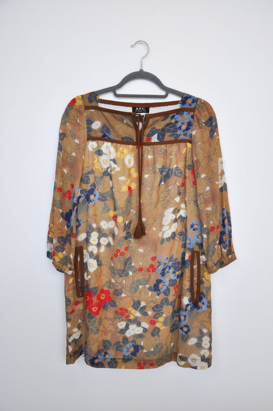 A.P.C Floral Dress - brown/red/yellow/white/blue