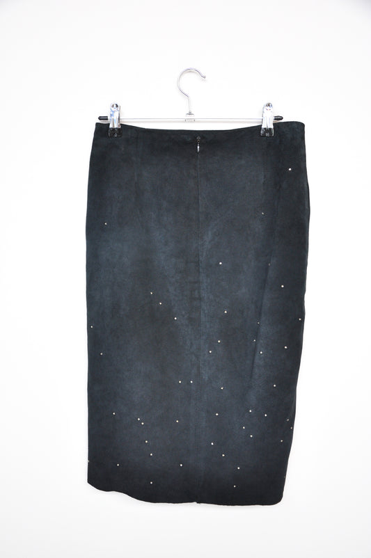 BCBGMaxazria Suede Pencil Skirt - black