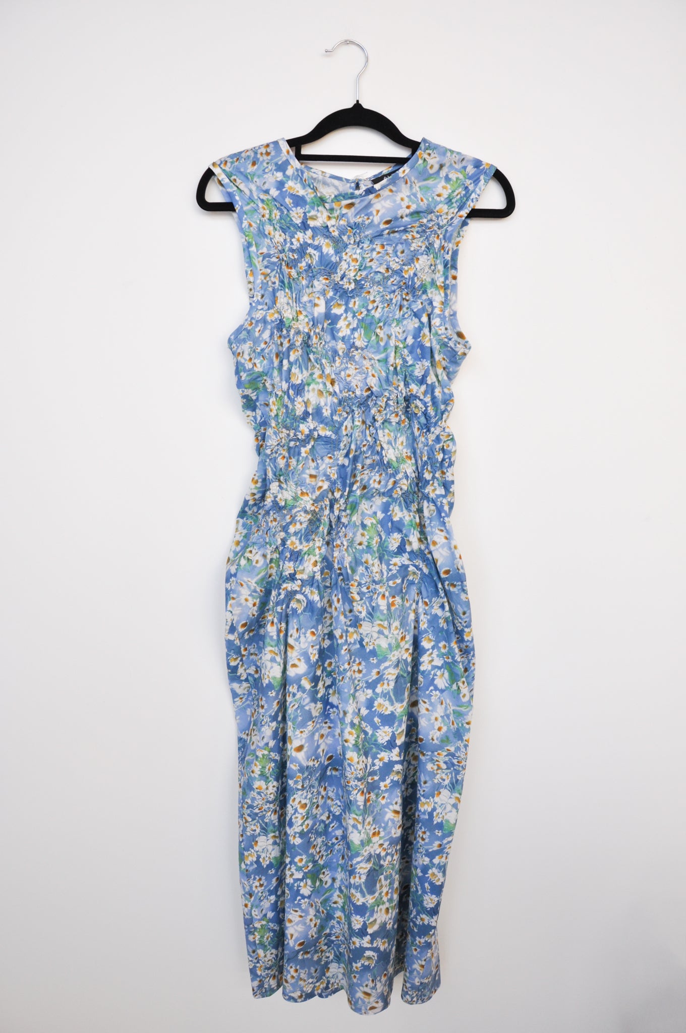 Alpha 60 Scrunched Sleeveless Dress - Blue/Yellow Daisys