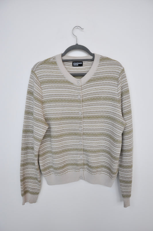 Standard Issue Stripe Cardigan - cream/green