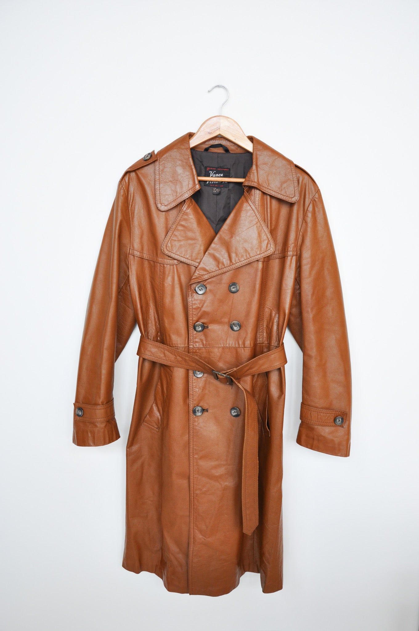 Vance Vivian Leather Trench - Chestnut