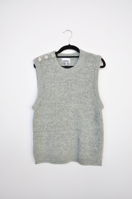 Ganni Alpaca Sweater Vest - Green