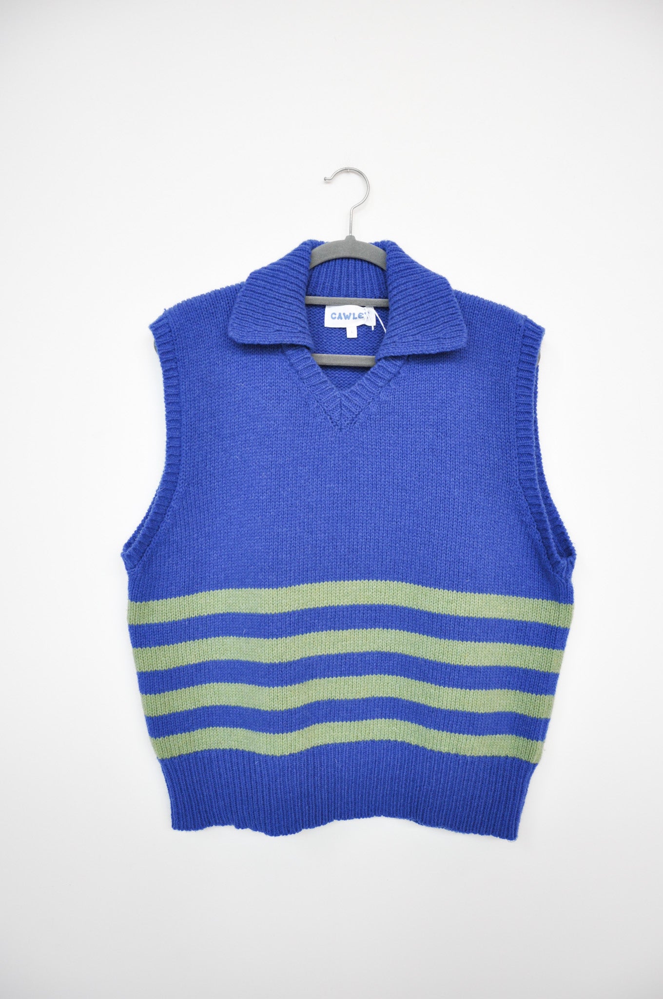 Cawley Sweater Vest - Violet/Green Striped