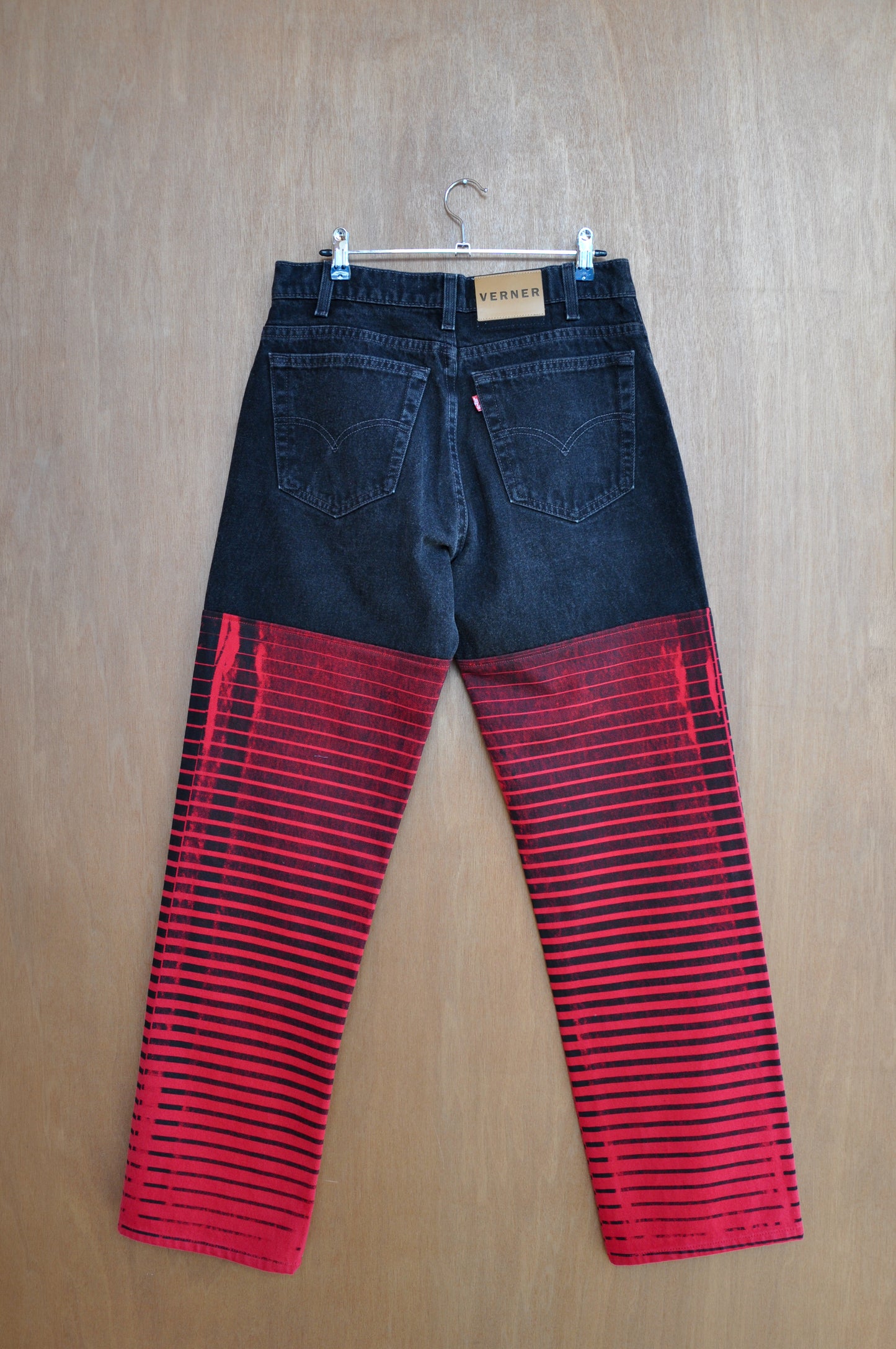 Upcycled Jeans Red Print
