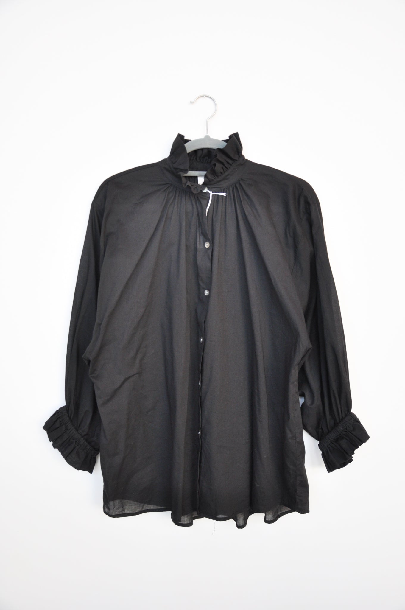 Måhsa Frilled Cotton Shirt - Black