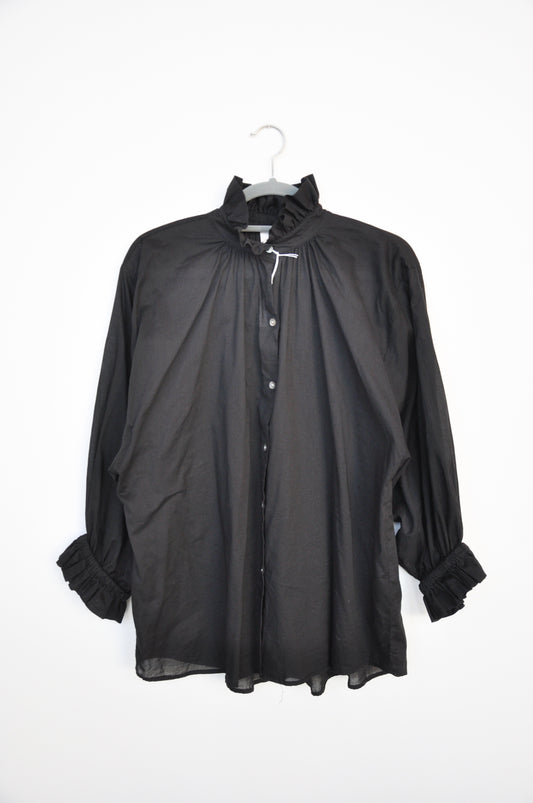 Måhsa Frilled Cotton Shirt - Black