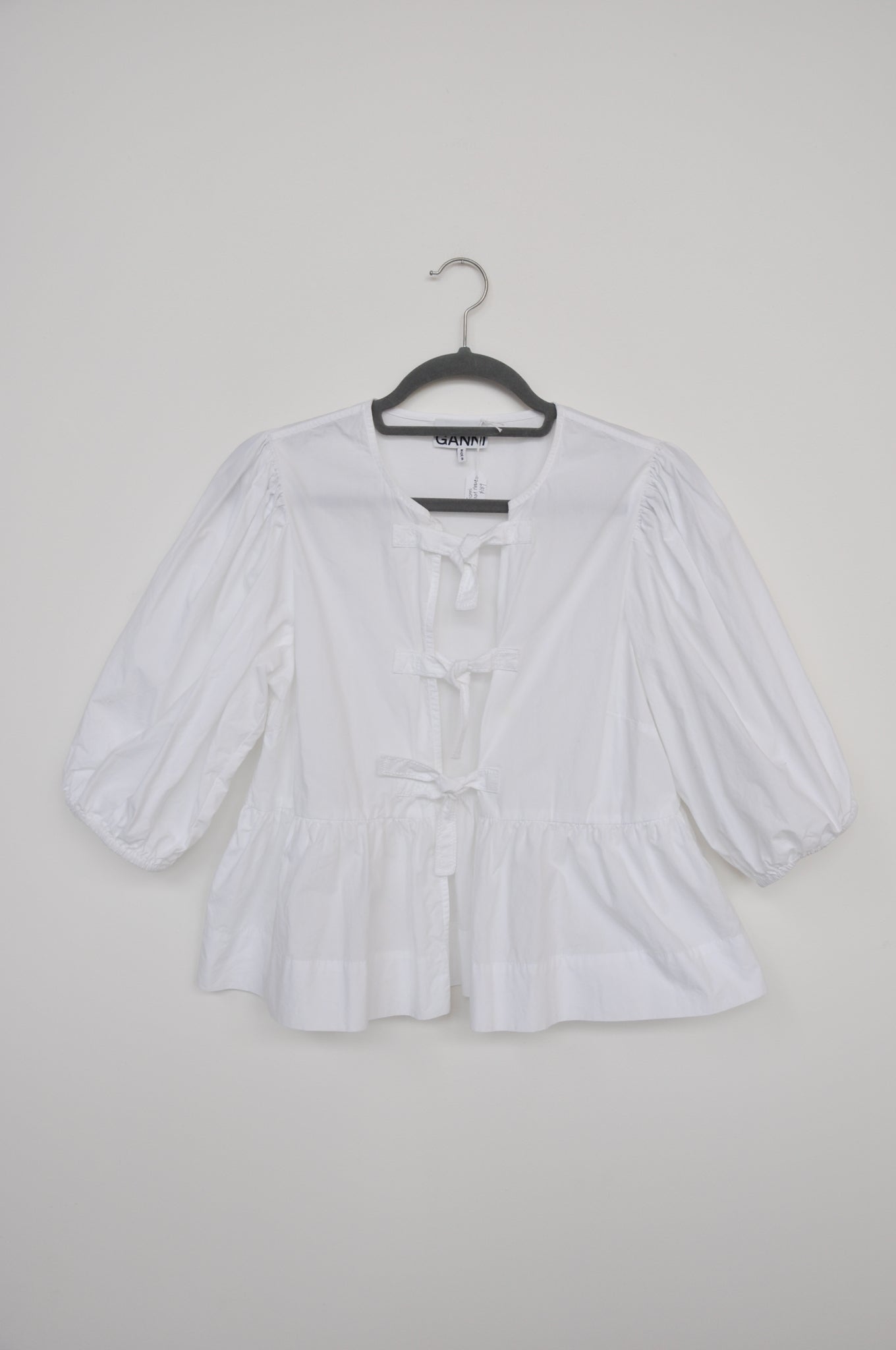 Ganni Short Sleeve With Ties - white