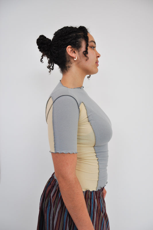 Omato 3/4 Tee in Bow Blue & Hen Yellow