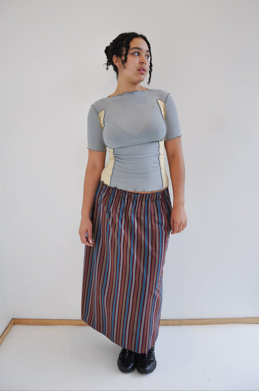 Walt Skirt in Maroon Multi Stripe