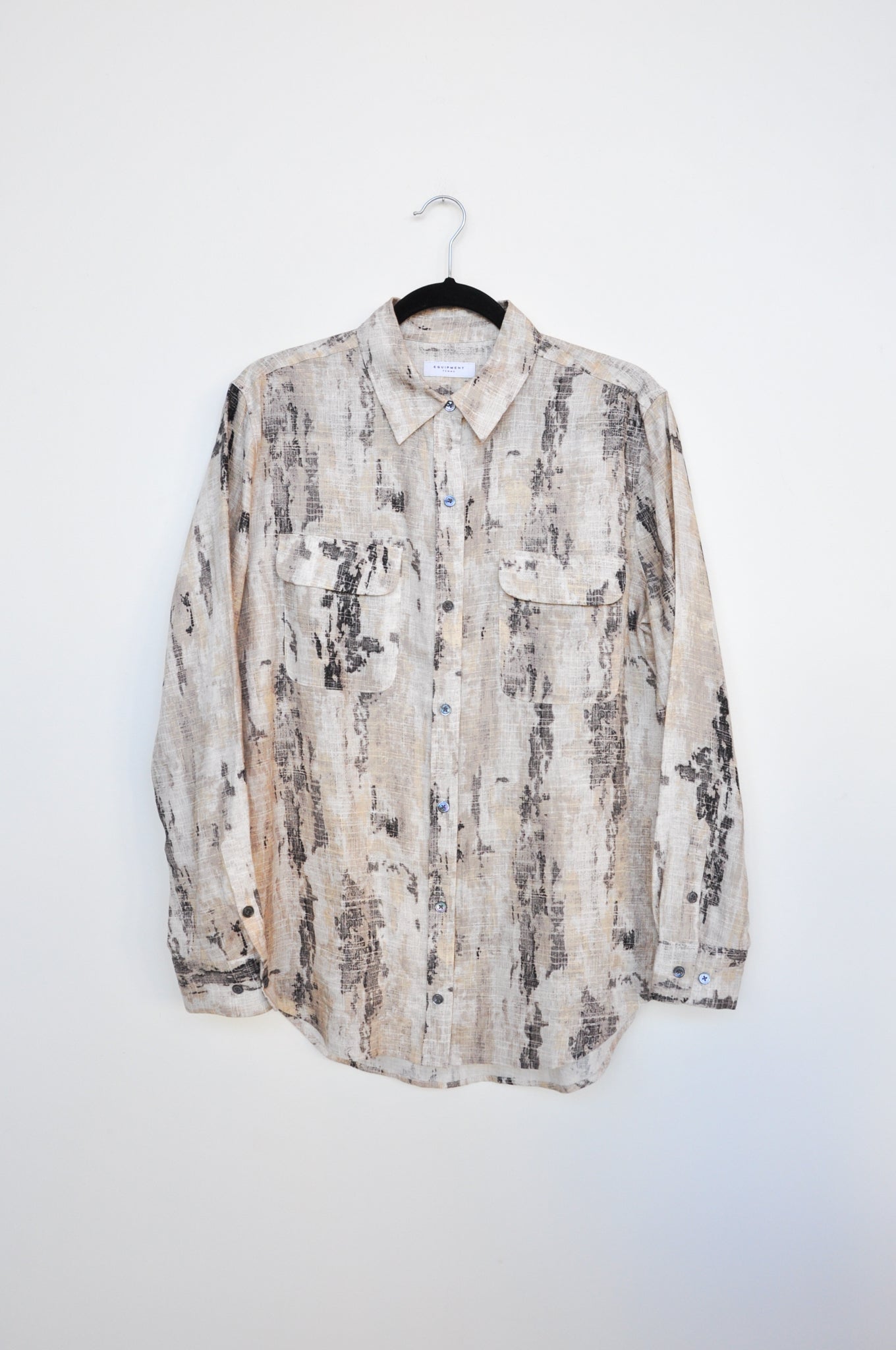 Equipment Linen Shirt - Pale Yellow / Grey Camo