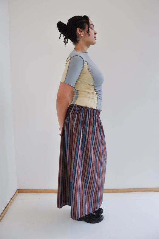 Walt Skirt in Maroon Multi Stripe