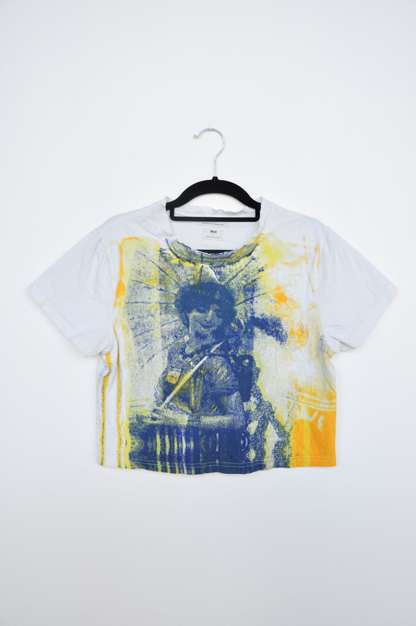 Anna Sui & UO Cropped Tee - white/blue/yellow