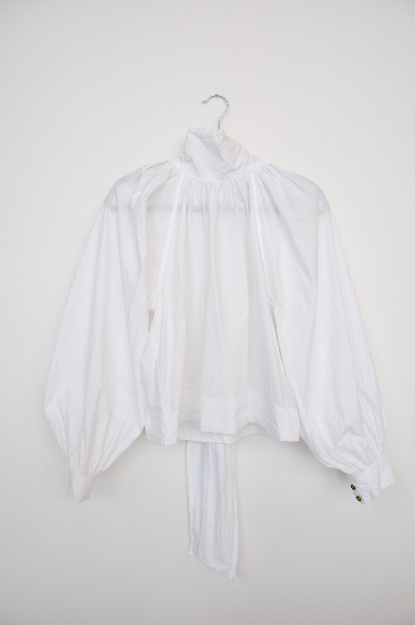 Ganni Tie Neck Shirt - White