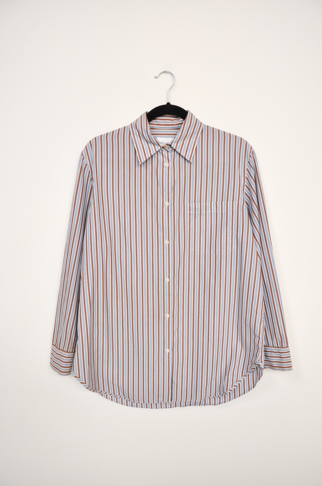 Friends with Frank Shirt - White/Blue/Brown Striped