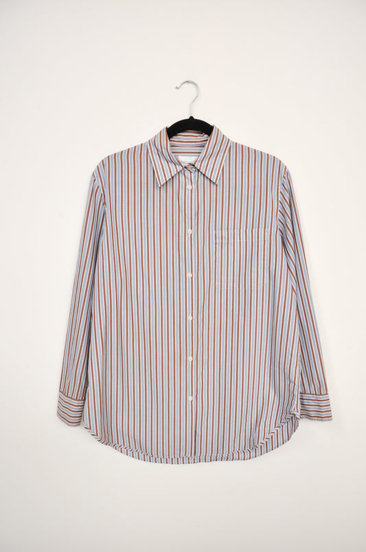 Friends with Frank Shirt - White/Blue/Brown Striped
