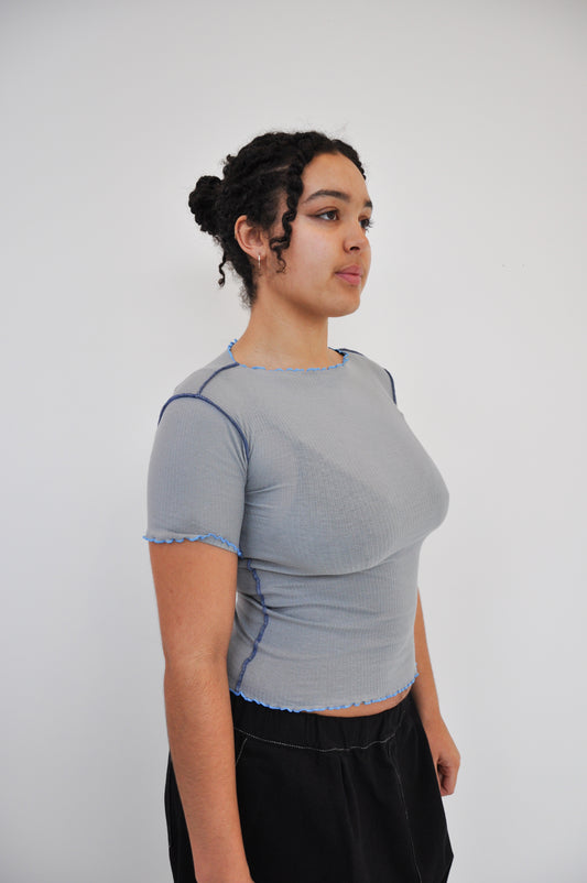 Vein Tee in Bow Blue