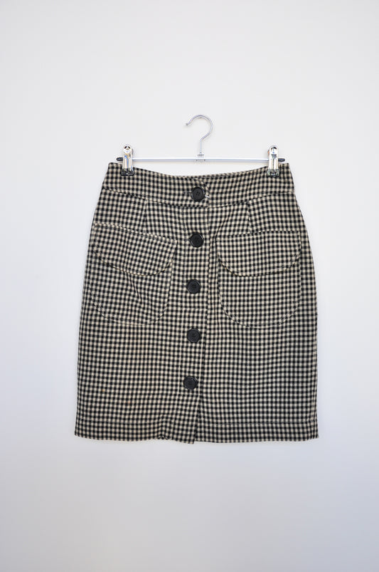 Sylvester Mini Skirt - Black / Sand Gingham