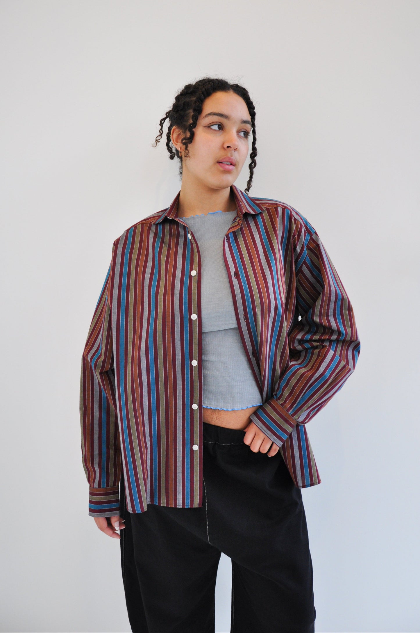 Claude Shirt in Maroon Multi Stripe