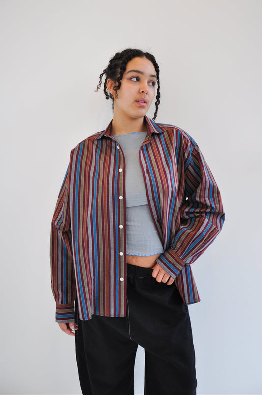 Claude Shirt in Maroon Multi Stripe