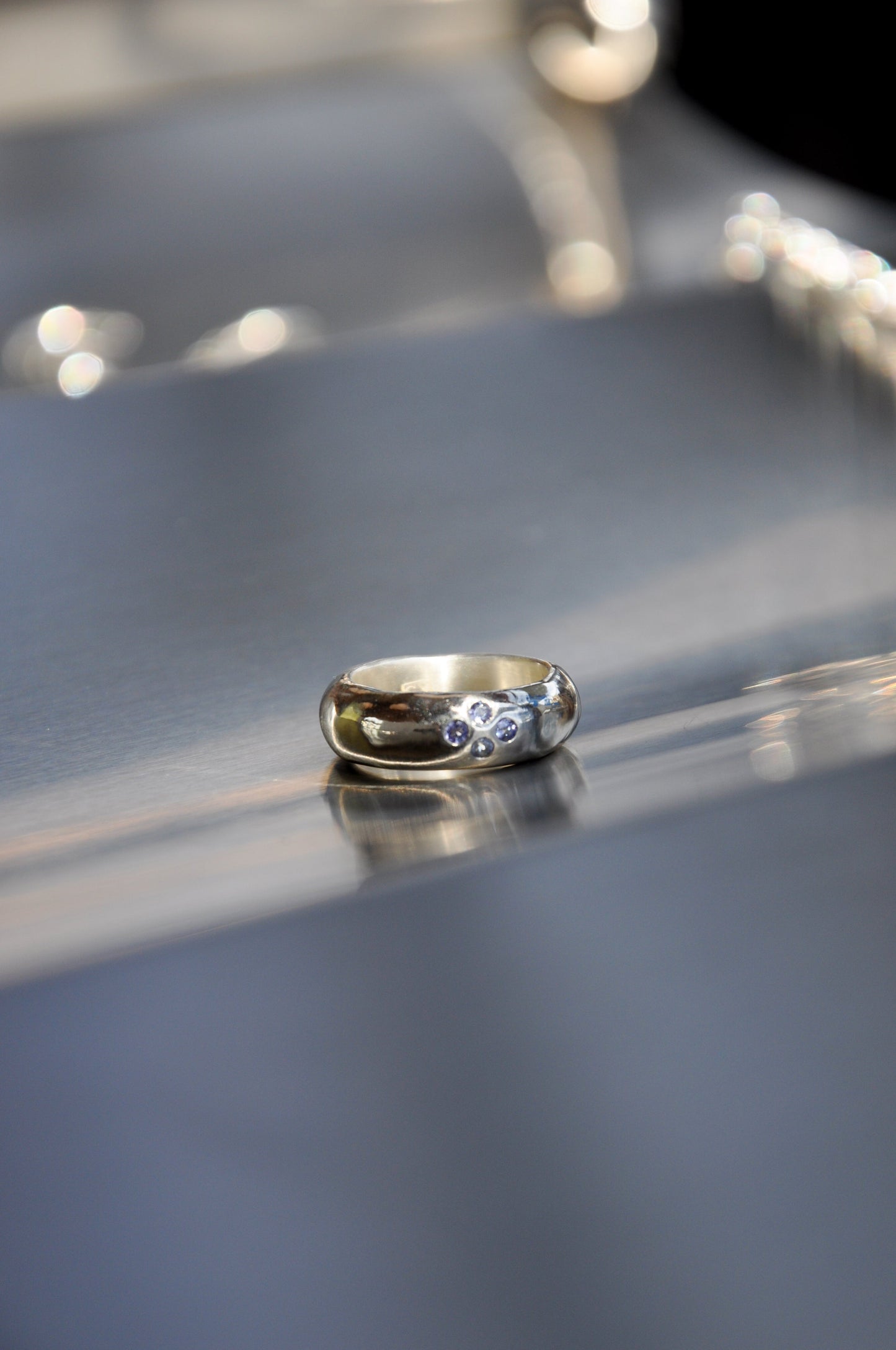 Blue Clover Ring in Silver & Tanzanite