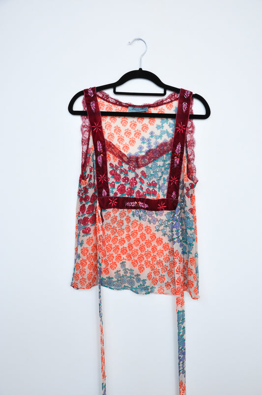 Alannah Hill Silk Sequinned Cami - Floral/Multi