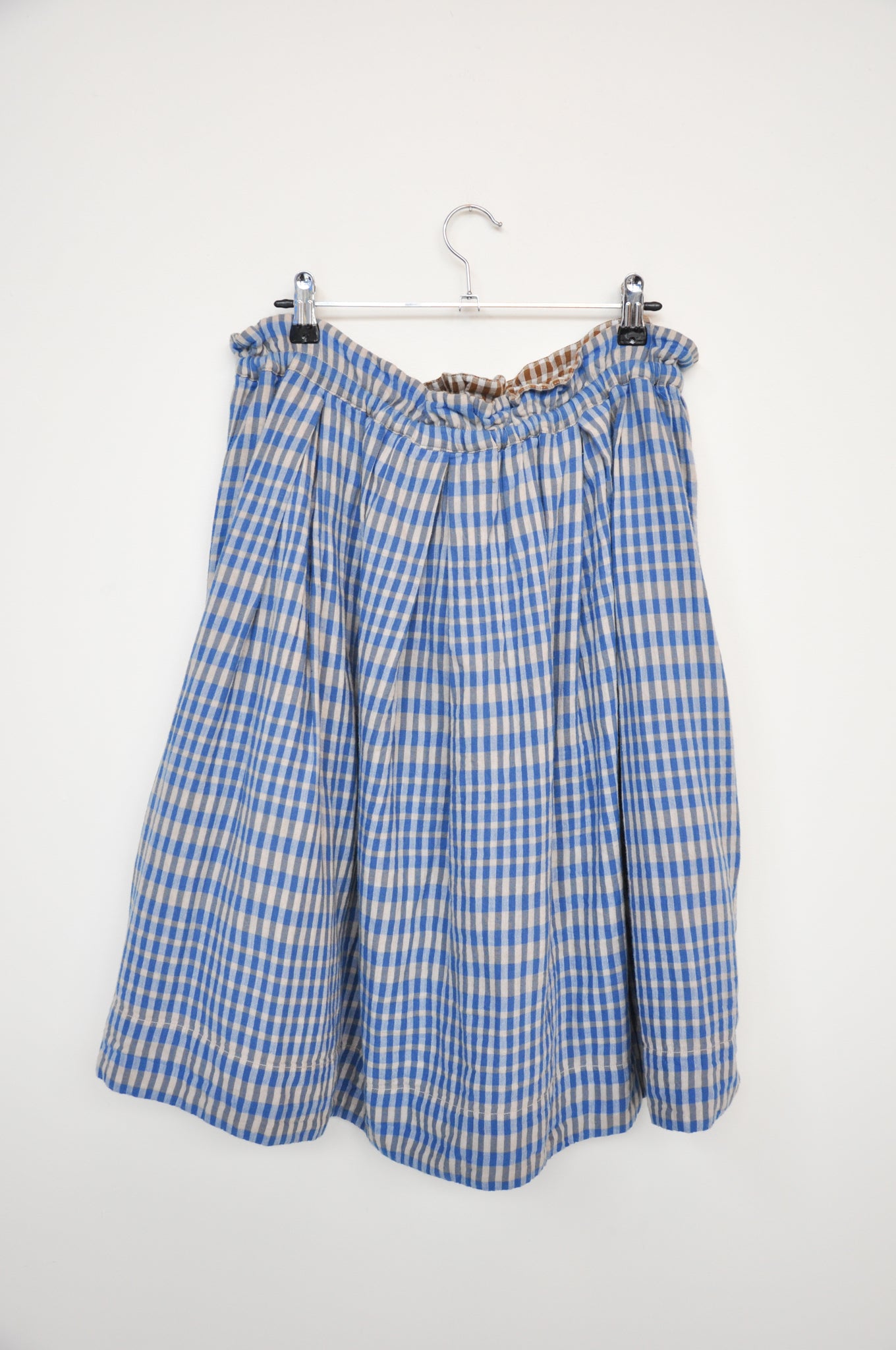 Kowtow Cove Check Skirt - blue/grey/brown/white