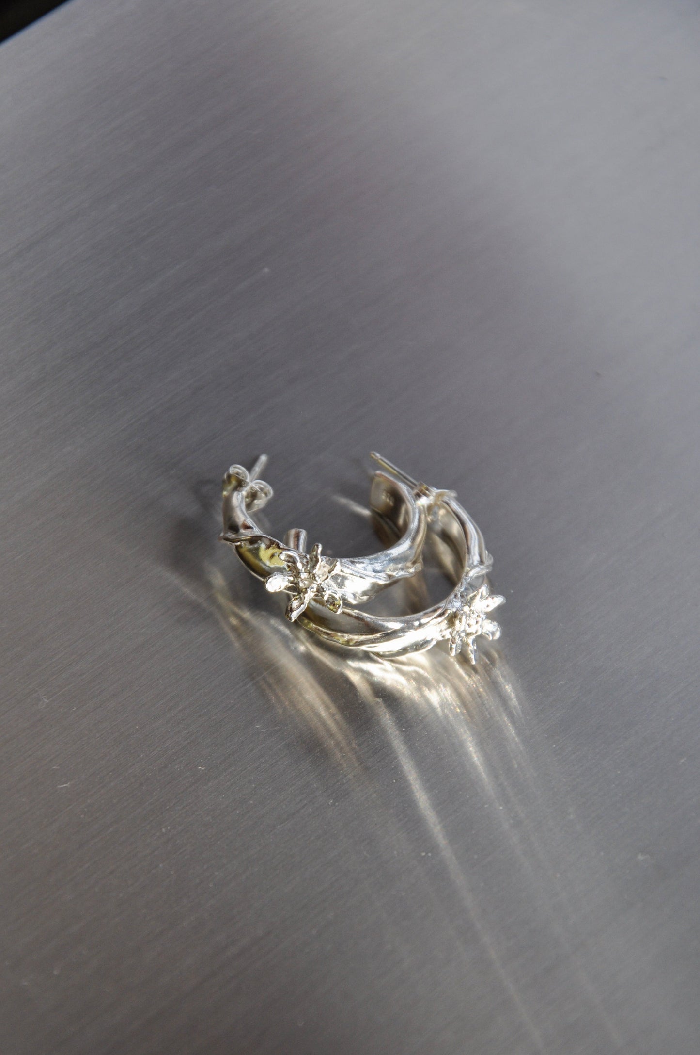 Flower Called Nowhere Hoops in Silver