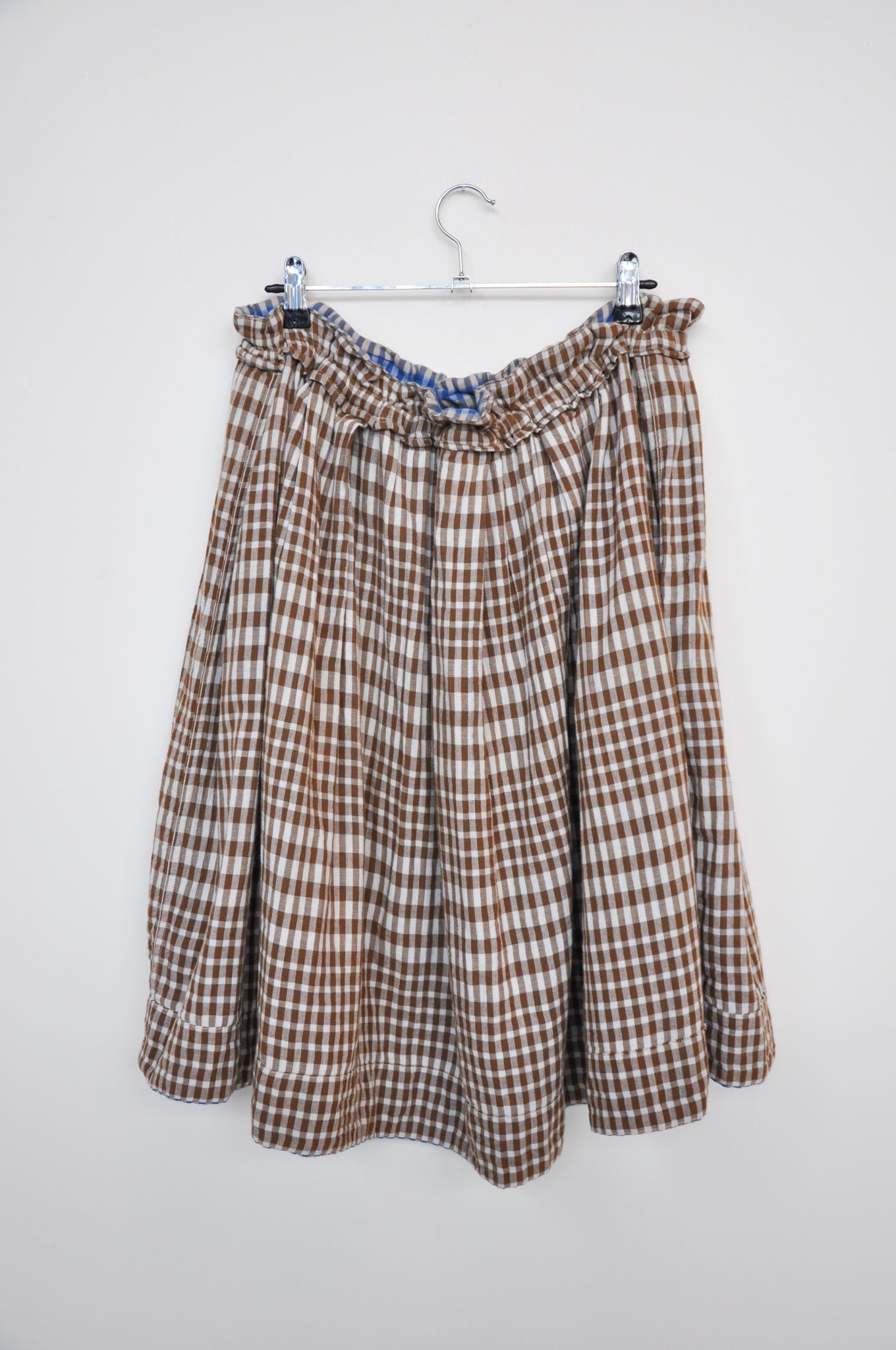 Kowtow Cove Check Skirt - blue/grey/brown/white