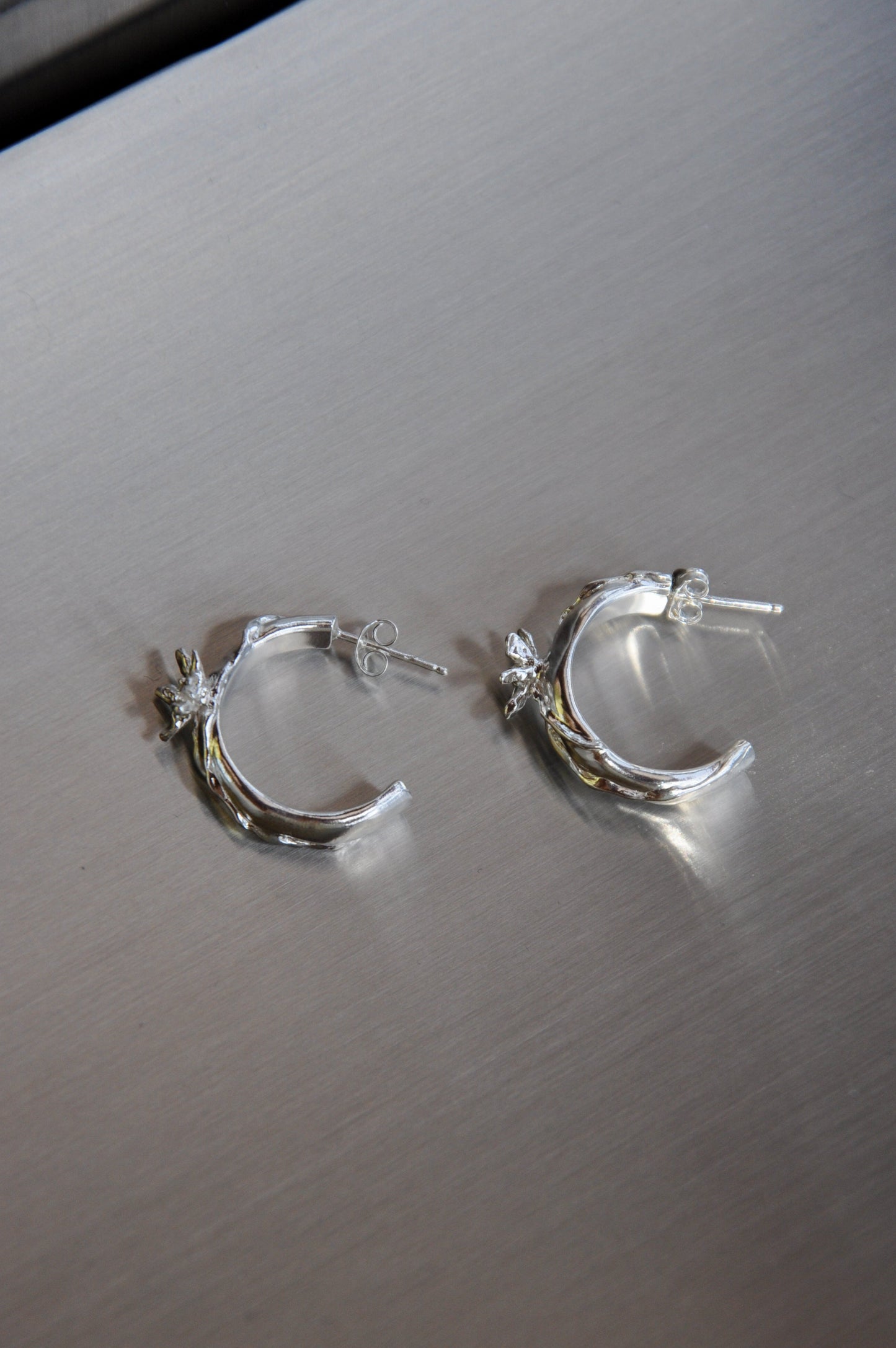 Flower Called Nowhere Hoops in Silver