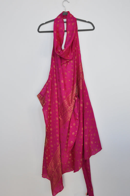 Carly Harris Wrap Dress- hot pink/gold