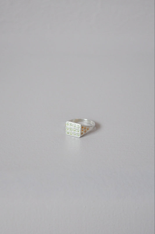Disco Ring in Silver, Yellow, Orange Multi